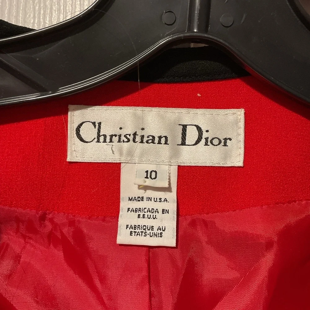 Christian Dior Vintage Red Dress Suit Jacket Blazer Y2K Work Party sz 10